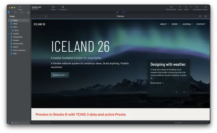Presta screenshot
